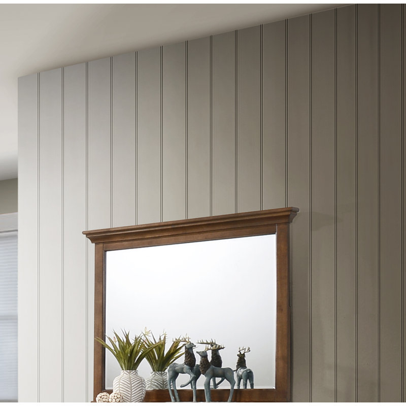 Tuscan Brown Wood Transitional Landscape Mirror