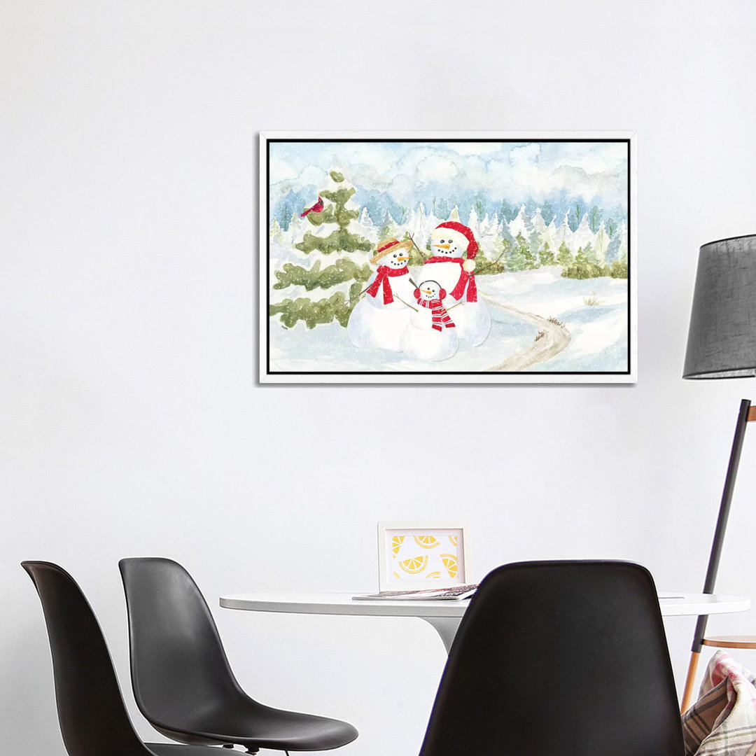 Schneemann-Wunderland - Familienszene von Tara Reed - Galerie-verpackte Leinwand Giclée auf Leinwand