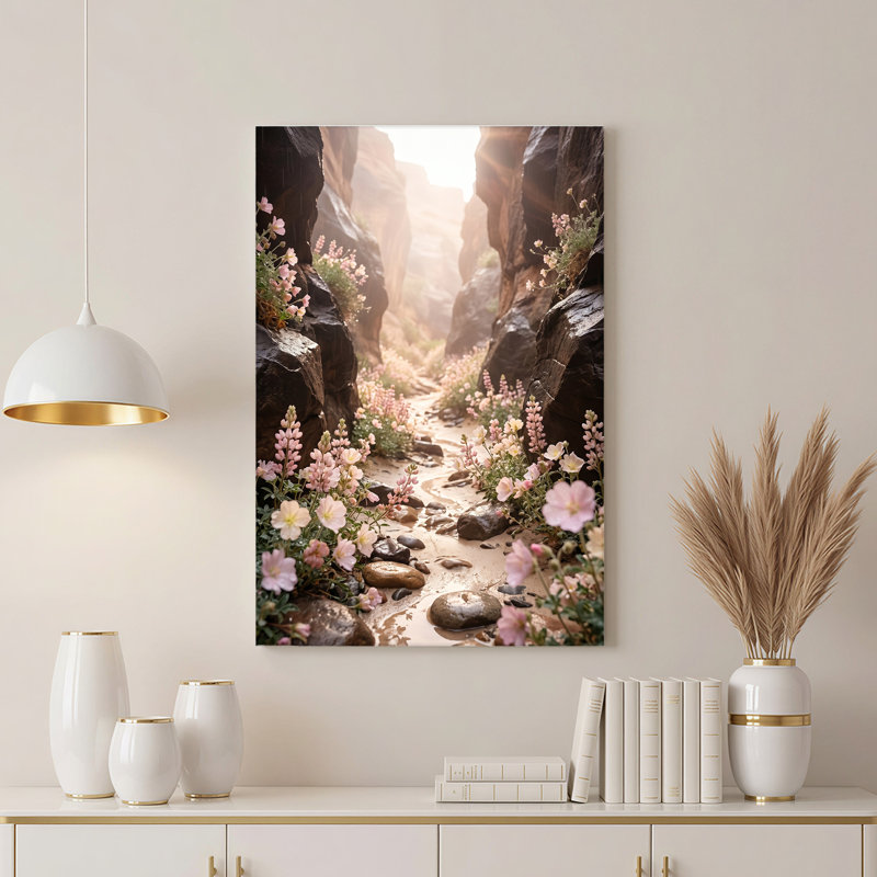 Art mural sur toile rose, 18"H x 12"W
