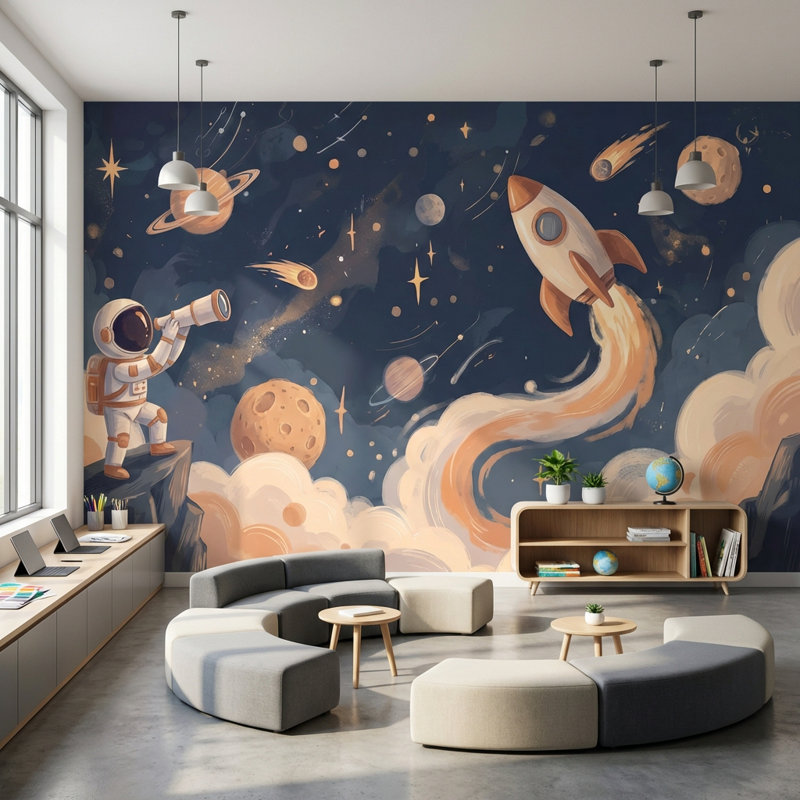 Papier peint astronaute Astronaut Adventure, Peler et coller, 200 po x 120 po