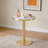 23.6" Round MDF Sprayed With UV Paint Countertop,Marble Texture,  Stainless Steel Edging, Metal Table Legs, Modern Light Luxury Edge Coffee Table.-695218100