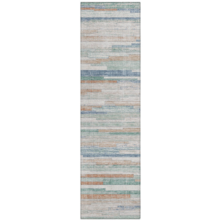 Machine Washable Indoor/Outdoor Xhevrie Linen Rug