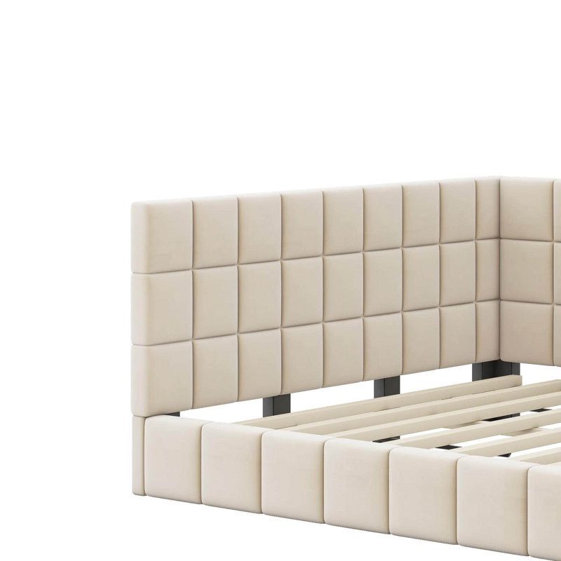 Lit de jour double rembourré, Beige