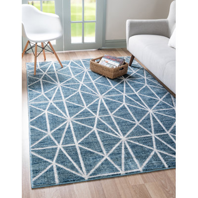 Tapis géométrique bleu / gris Jantsen