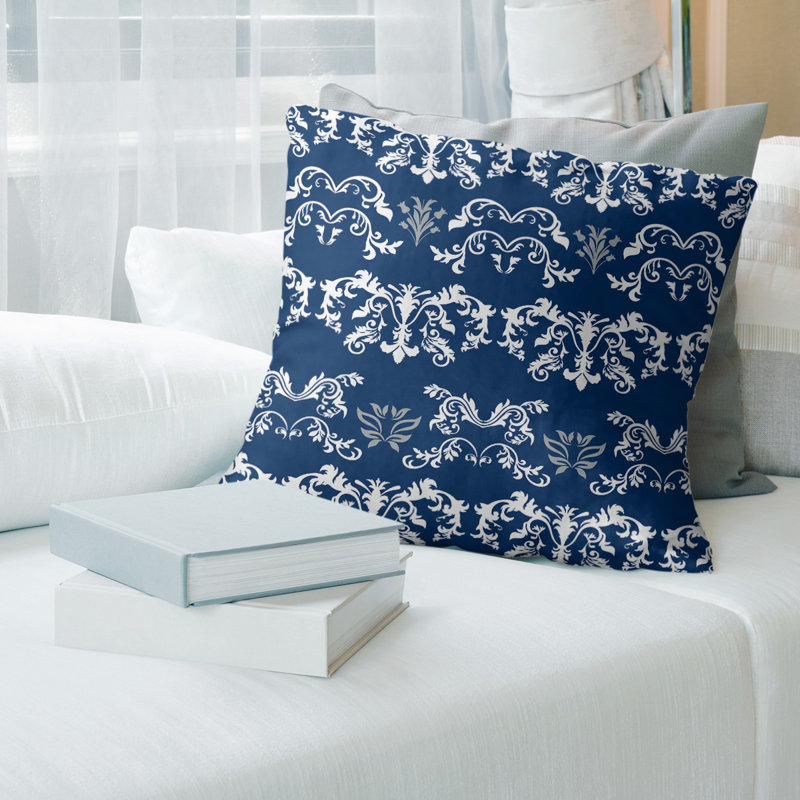 Housse de coussin Indianapolis Football Baroque, Marine / blanc / gris, 14 po x 14 po, Simili daim