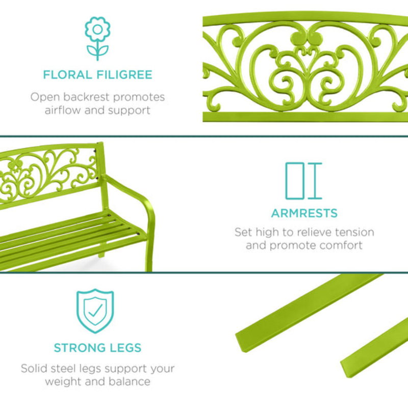 Steel Bench, Lime Green