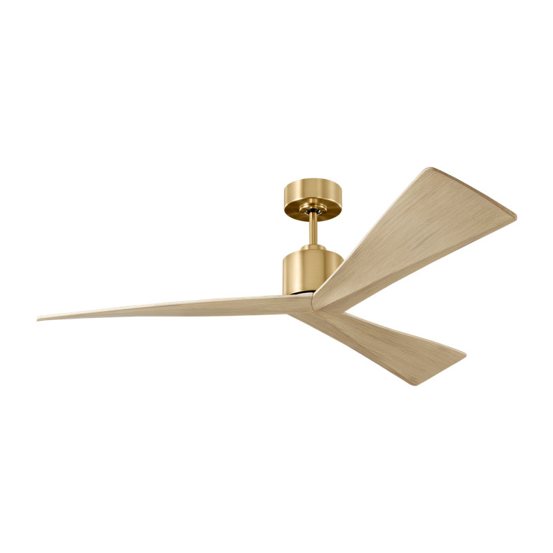  Adler 52 Indoor Ceiling Fan with Washed White Oak ABS blades and Handheld Remote, Burnished Brass, Washed White Oak