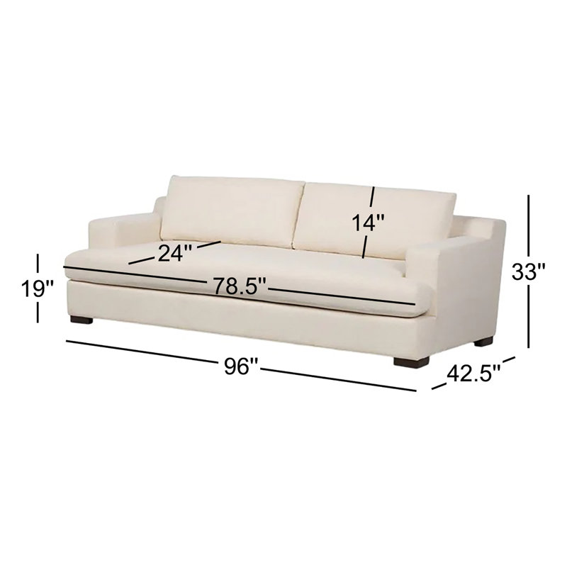 Crispin Sofa, 33" H x 96" W x 42.50" D, Crypton Nomad Snow