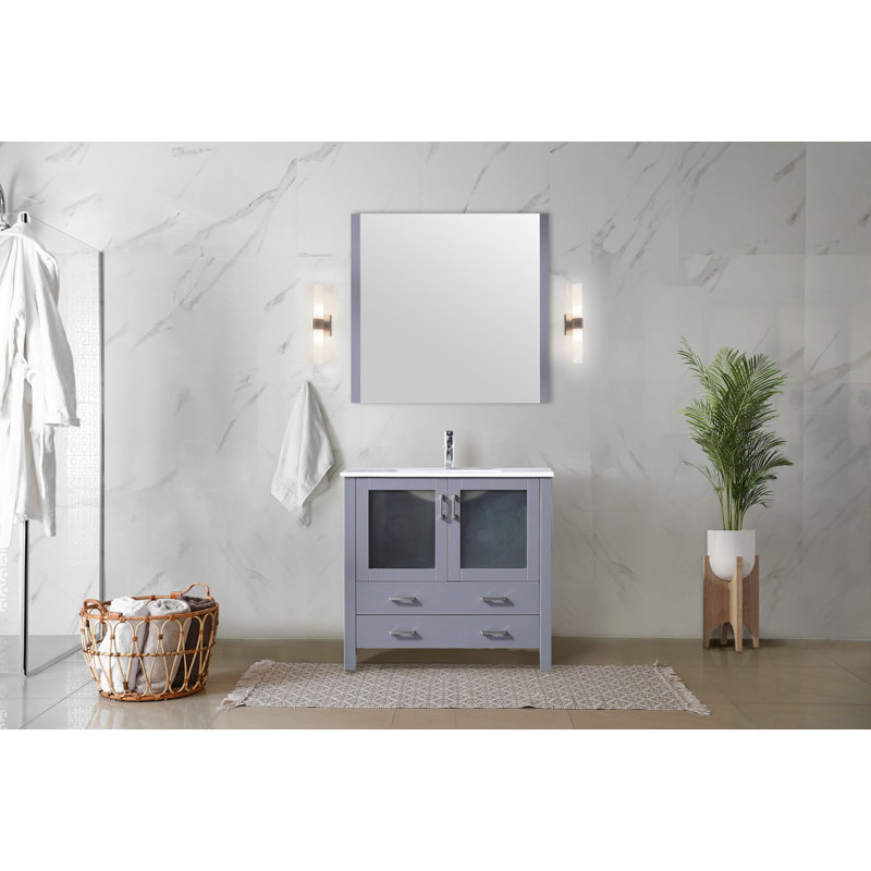 Volez 36 in W x 18.25 in D Dark Grey Single Bath Vanity