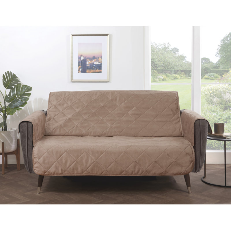 Alyssia Polyester Box Cushion Sofa Slipcover, Natural