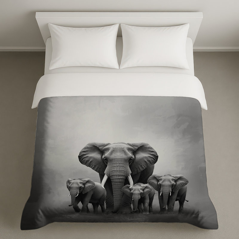 Housses de couette famille éléphant d'Afrique, Grand lit