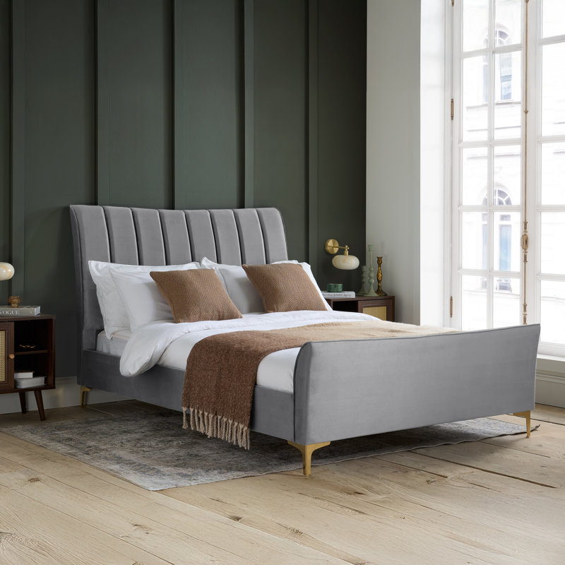 Comfort Upholstered Bed Frame, Grey, King (5')