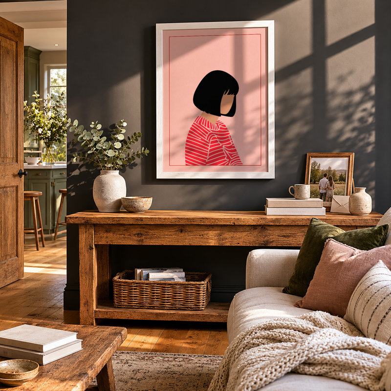 Figure in Profile Modern - Framed Print, A2 - 59.4 x 42.0 cm, White