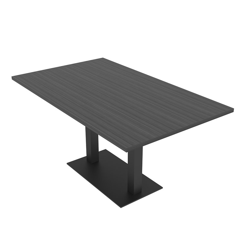 Table de conférence rectangulaire avec base en métal double, Noir mat, Nuit asiatique, L 72 po x l 36 po