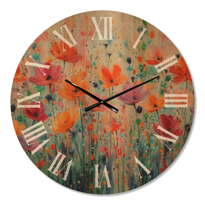 Grande horloge murale ronde en bois Botanical, Medium