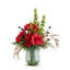 FRESH CUT RED AMARYLLIS IN GREEN GLASS-648599343
