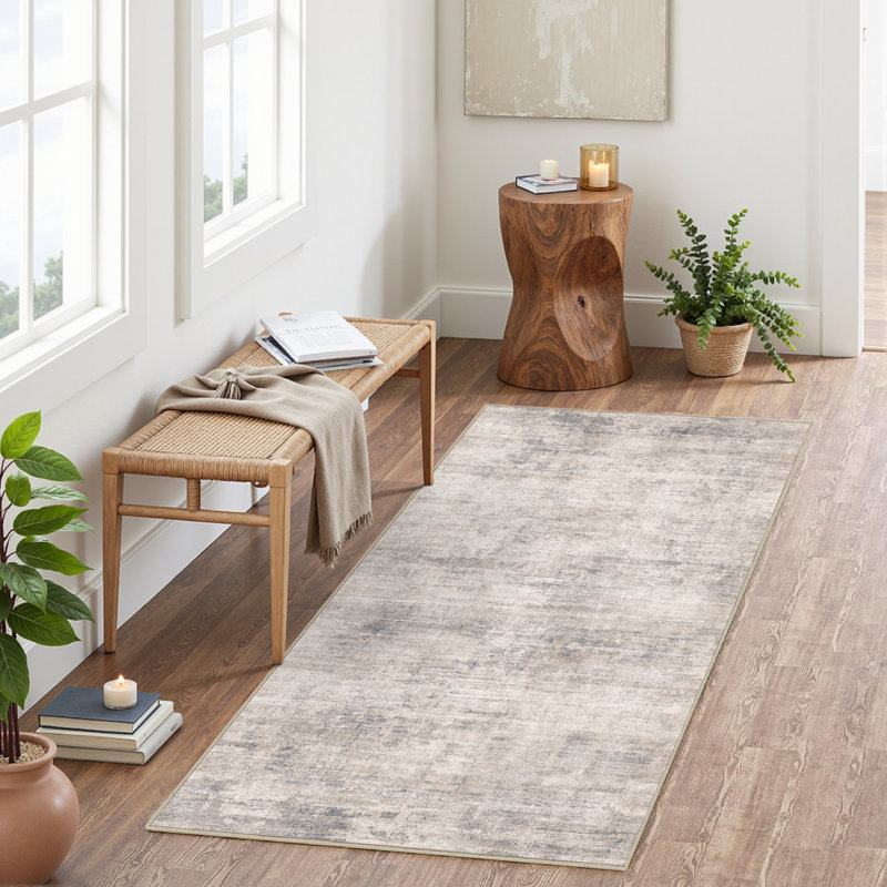 Asher Modern Abstract Machine Washable Area Rug With Non-Slip Backing, Runner 2' x 6'