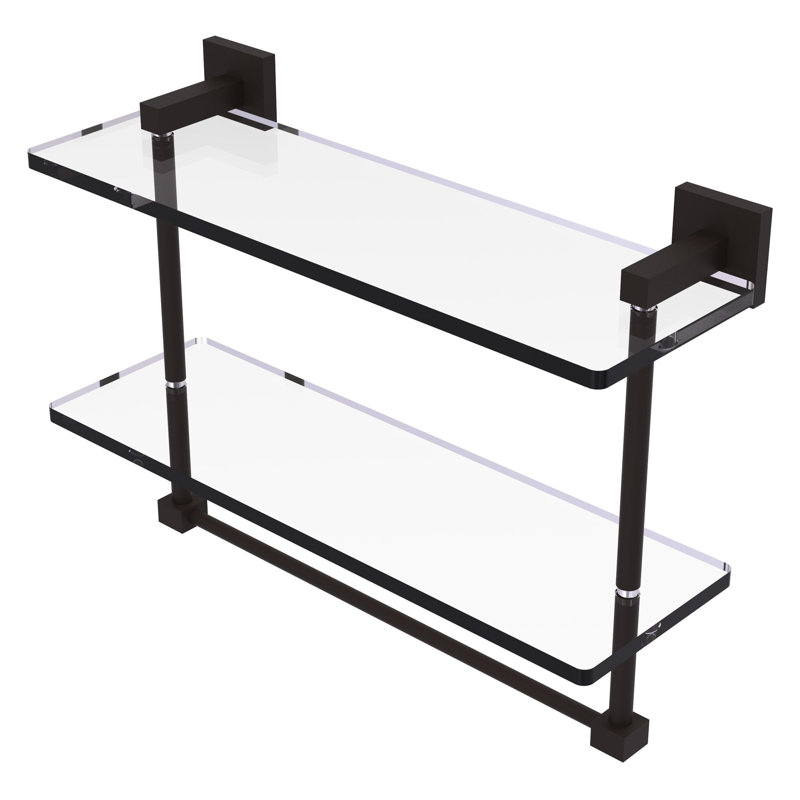 Tablette à 2 niveaux avec barre à serviettes Haranu, Bronze huilé, H 11,7 po x l 16 po x P 5,7 po