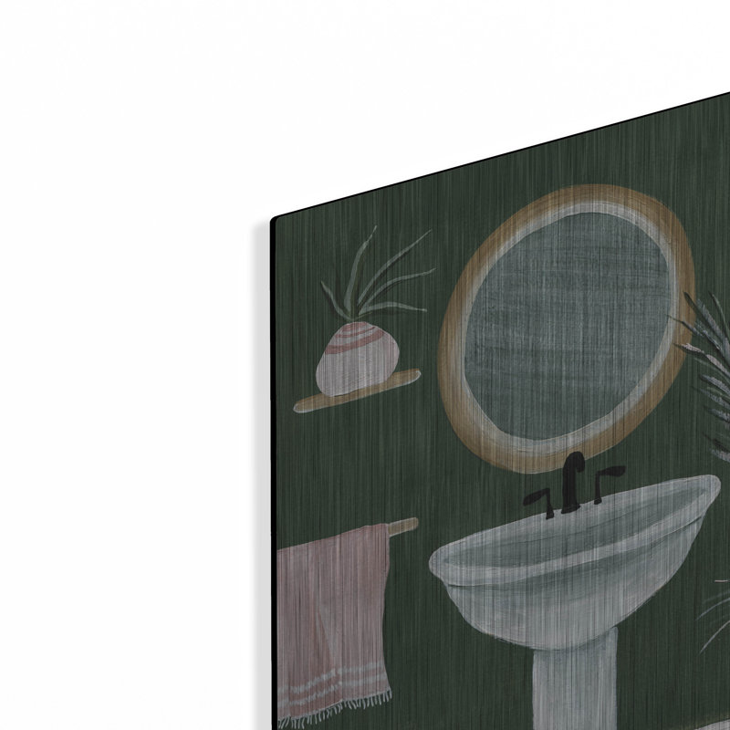 «Green Bathroom 2» par Yvette St. Amant, art mural en métal, H 24 po x l 16 po
