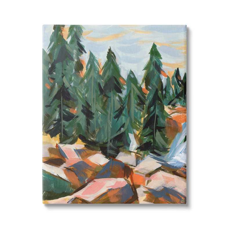 Abstrait, paysage d'arbre de forêt flottant, art mural par Melissa Wang, H 48 po x l 36 po x P 1,5 po, Toile tendue