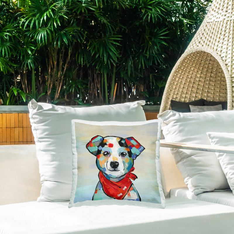 Coussin d'extérieur à imprimé chien