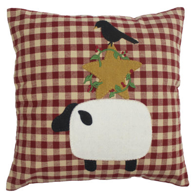 Barn Red Cotton Applique Reversible Throw Pillow