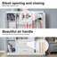 74 po H, 4 portes, 2 tiroirs avec tringles de suspension, garde-robe en bois blanc