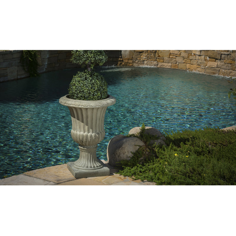 26" Urn - Lightweight Concrete, Versatile Decor 27 In. Height, Concrete, Green