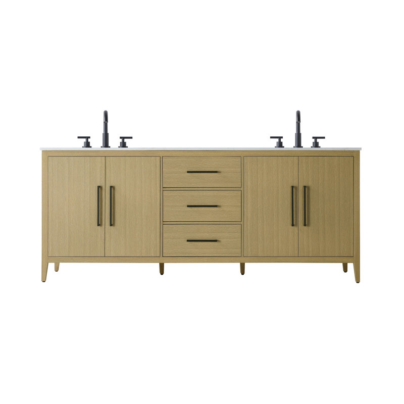 Meuble-lavabo double 84 po, Brun miel