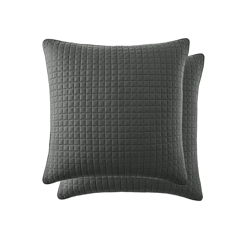 Taies d'oreiller matelassées Vilano de Southshore Fine Linens, en microfibre doublement brossée, à coutures carrées et bords passepoilés, lot de 2, 66 x 66 cm, couleur ardoise