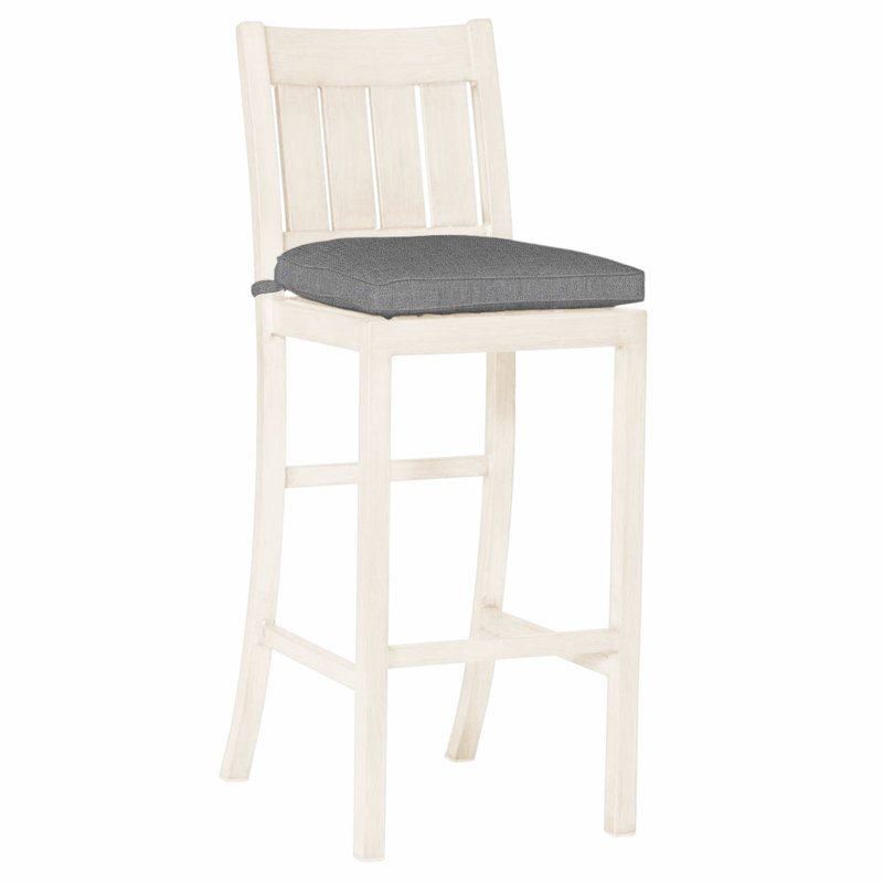Club 30" Patio Bar Stool with Cushion, Chalk, No Welt, Verona Mist