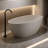 55'' Solid Surface Freestanding Soaking Bathtub In Beige, Resin Stone Material, Overflow And Pop - Up Drain, Hard, Spacious For One Bather, Ergonomic Curve Comfort, Smooth Finish, Easy To Clean