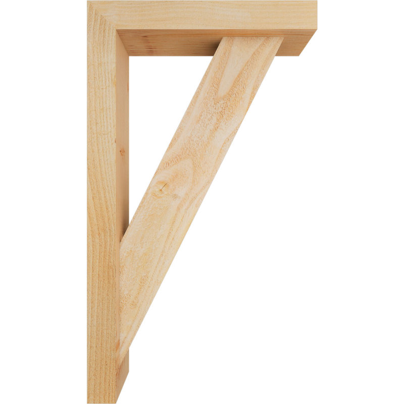 Traditional Block Bracket w/ Offset Brace, 28 x 16, 4"W Douglas Fir (Rough Sawn)