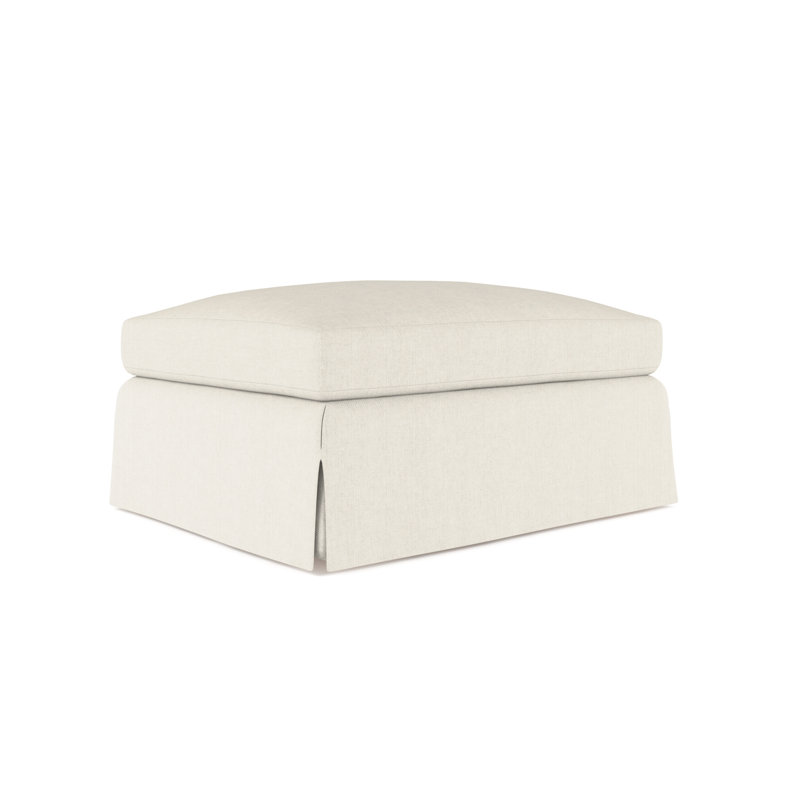 Ludlow Ottoman, Box Weave Linen Alabaster, Ebony