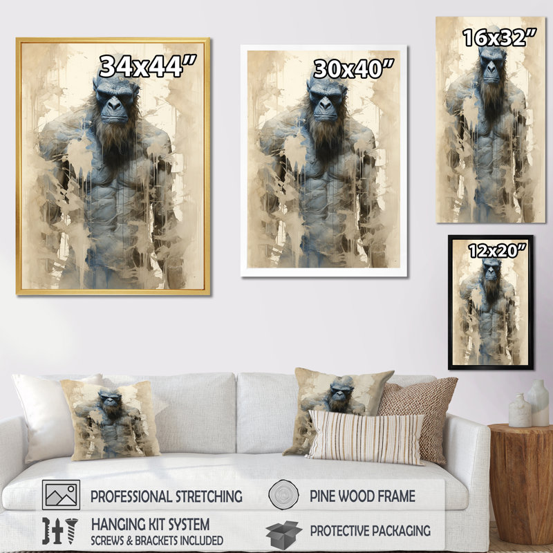 Angry Bigfoot - décoration murale Bigfoot, Toile tendue, 20" H x 12" W