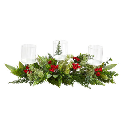 Porte-bougie triple Holiday Greenery