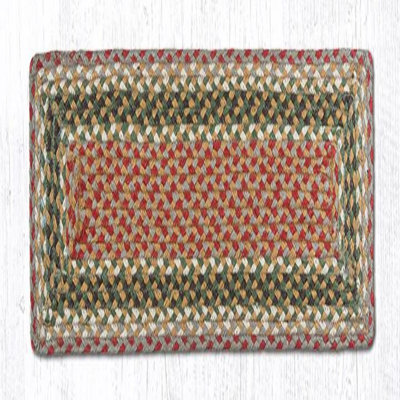 Tapis d'escalier vert olive / bourgogne / gris 27 po x 8,25 po