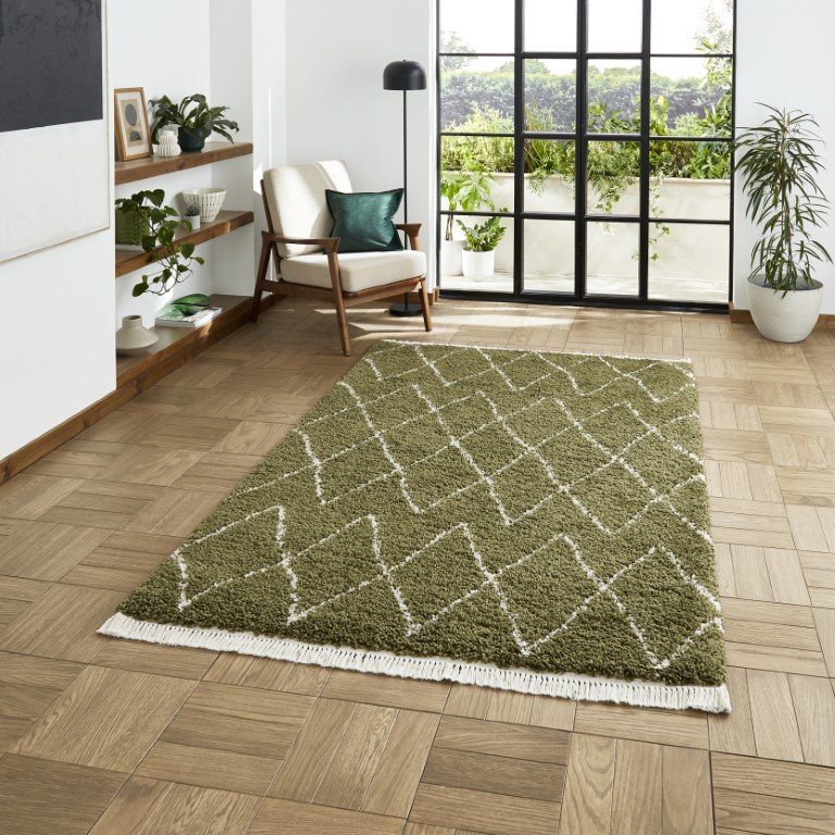 Pechler area rug Machine Woven Green, Runner 60 x 230cm