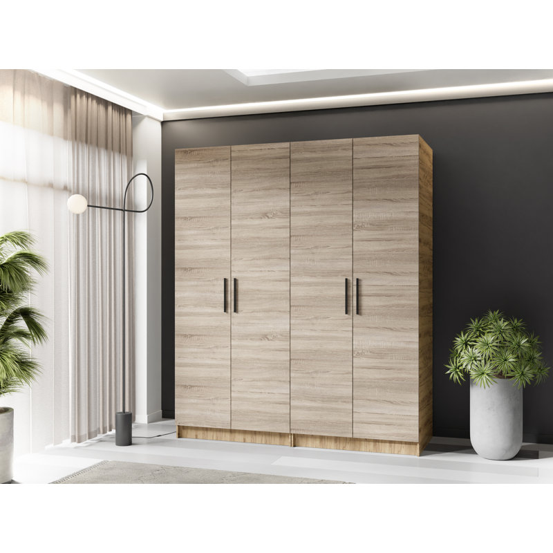 Nitra 4 Door Wardrobe, Oak Craft Gold/Sonoma