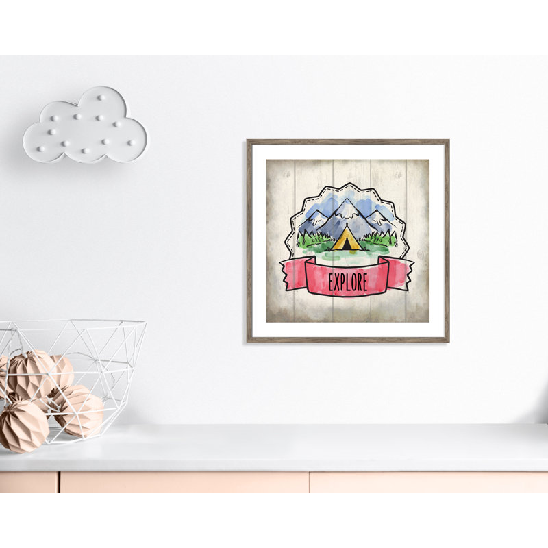 «Adventure is out There 2», art encadré, 26.5" H x 26.5" W x 1.18" D, Encadré plat de bois de grange gris
