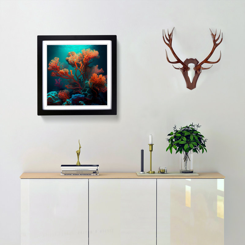 Coral Impressionism - Framed Print, Black