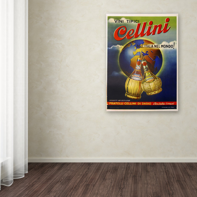 « cellini », affiche rétro sur toile tendue, H 19 po x l 14 po
