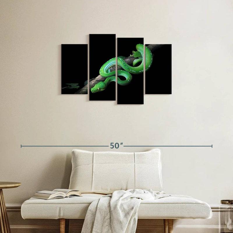 Brampt Green Python Slithering On A Branch, 22" H x 36" W