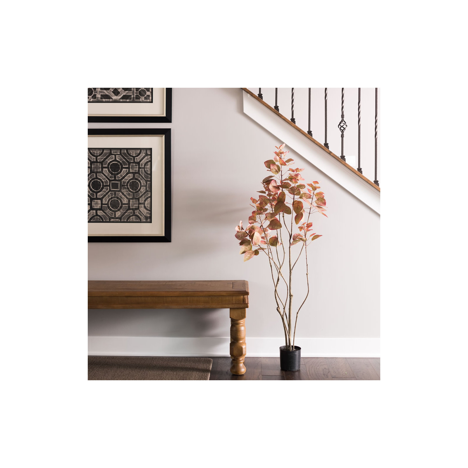4' Artificial Potted Cotinus Coggygria Tree, Red