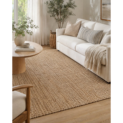 Tapis naturel en jute tissé à la main Leddy