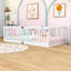 Lit sur pied de style Montessori avec garde-corps et porte battante-129458578-129458580