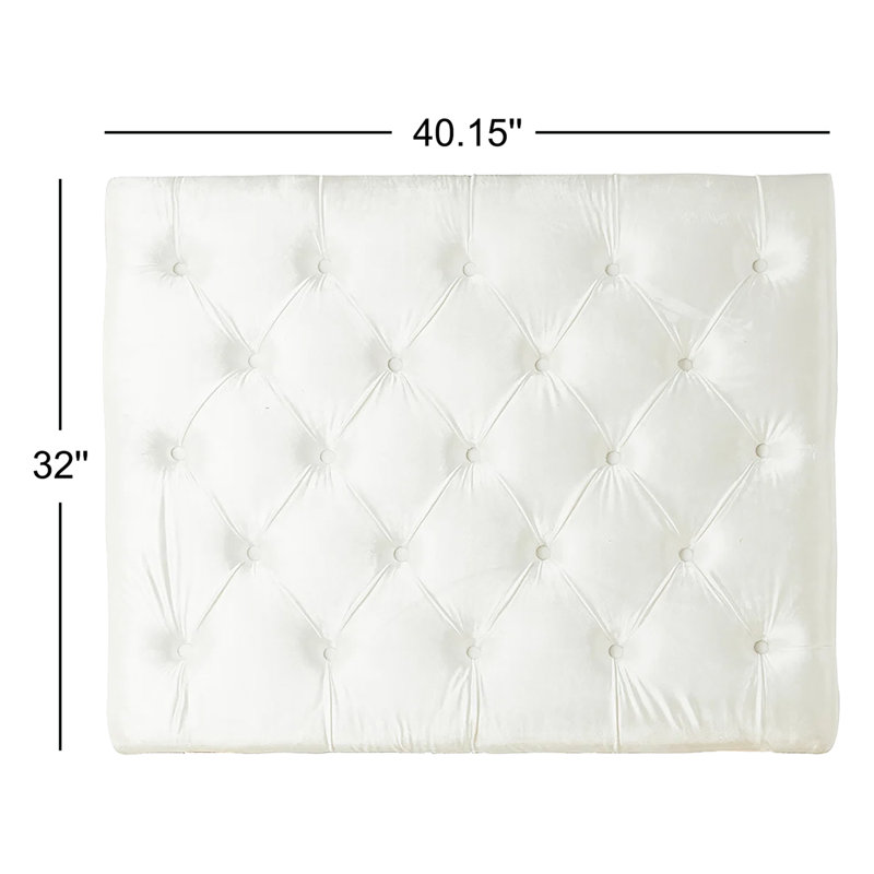 Tufted Velvet Plush College Dorm Headboard - White - With Legs