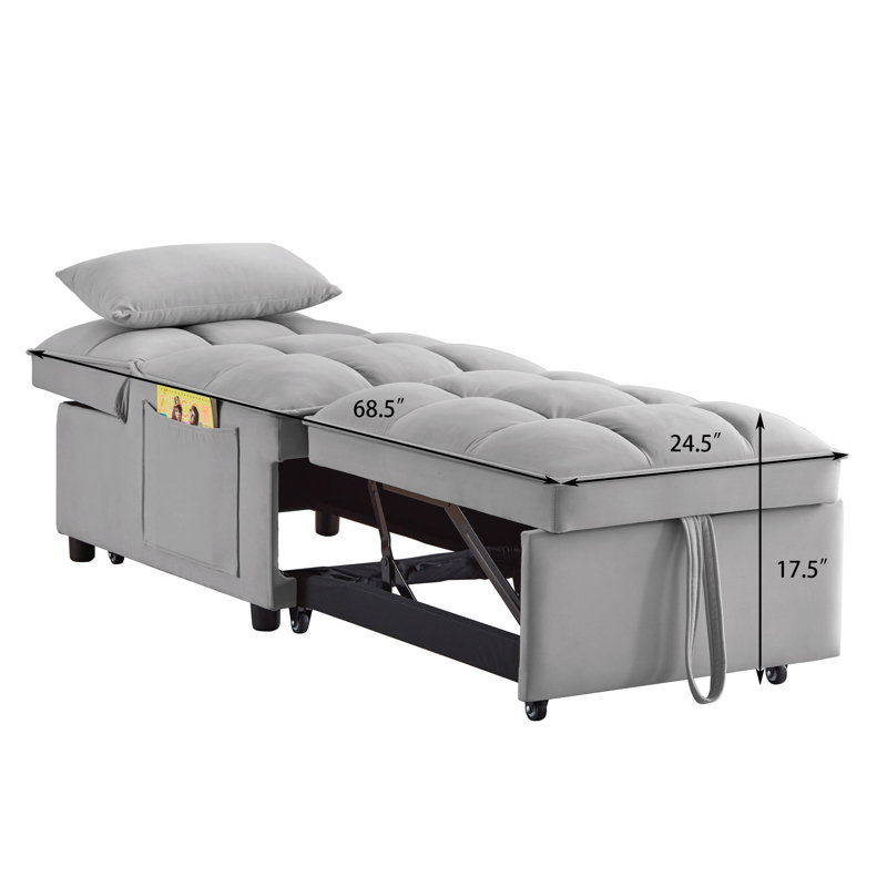 Chaise longue capitonnée sans accoudoirs Accent, Velours gris velours