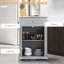 Îlot de cuisine roulant gris avec tiroir, tablette réglable, 2 serviettes - Splendidly Portable