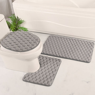 3-Piece Washable Non-Slip Bathroom Rug Set